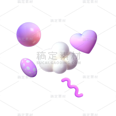 3D云朵元素贴纸