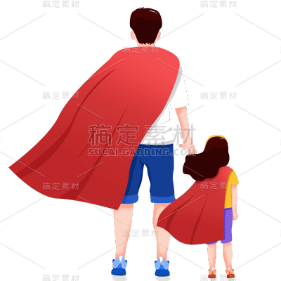 卡通感父亲节父女元素贴纸