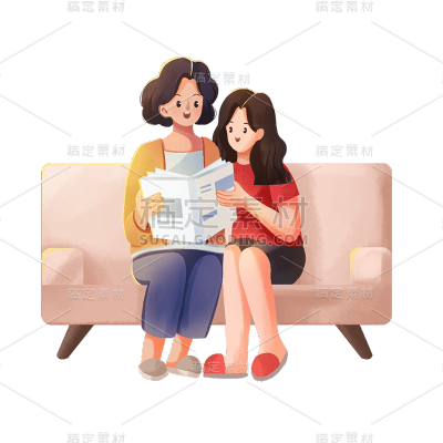 卡通感母亲节母女元素贴纸