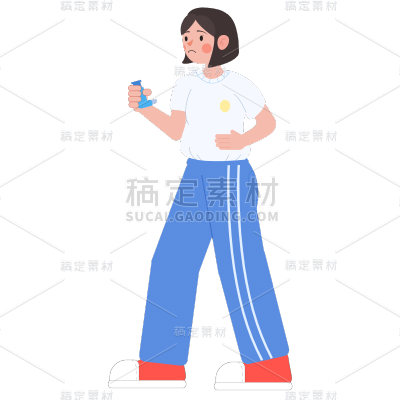扁平风世界哮喘日人物插画-SVG10