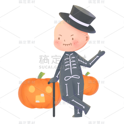 卡通感万圣节男性元素贴纸