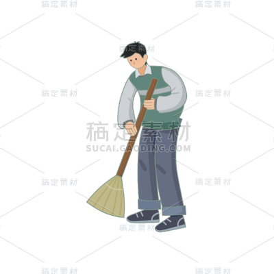 卡通感清明节男生元素贴纸