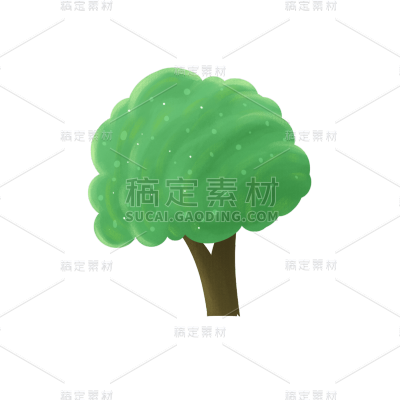 手绘风树元素贴纸