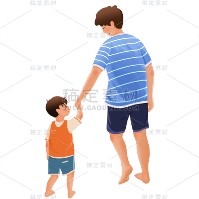 卡通感父亲节父子元素贴纸