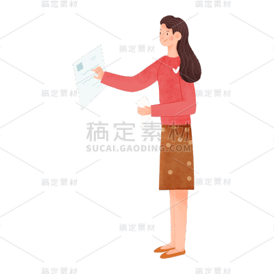 卡通感春节女士元素贴纸