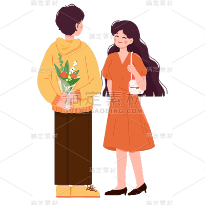 卡通感情人节情侣元素贴纸