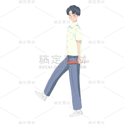 卡通感青年节男生元素贴纸
