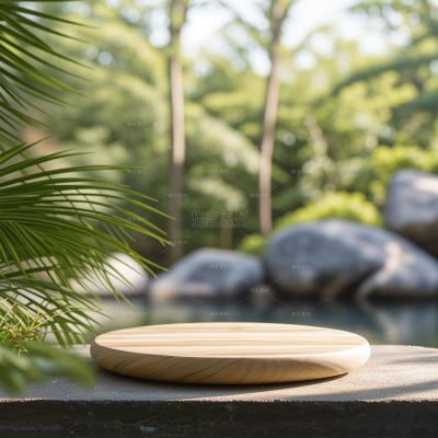 insMind Outdoor Background Product Podium Plinth Rocks Plants Garden