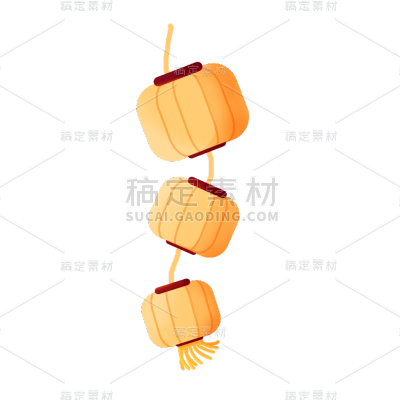 卡通感春节灯笼元素贴纸