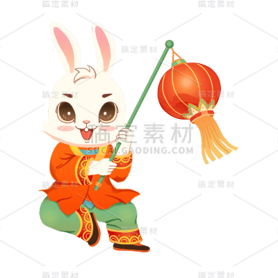 中国风春节兔子元素贴纸