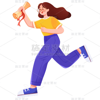 卡通感高考女生元素贴纸