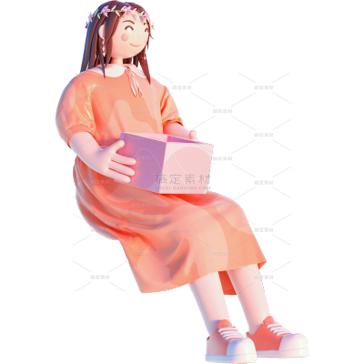 可爱女孩立体插画收纳箱