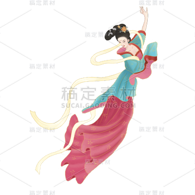 中国风中秋节女性元素贴纸