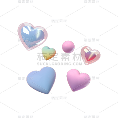 3D爱心元素贴纸
