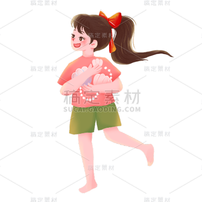 卡通感父亲节女孩元素贴纸