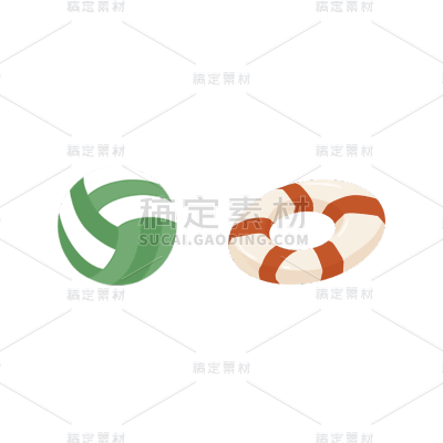 立夏泳圈排球元素贴纸