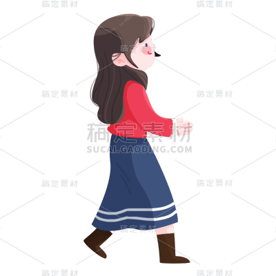 卡通感情人节女生元素贴纸 