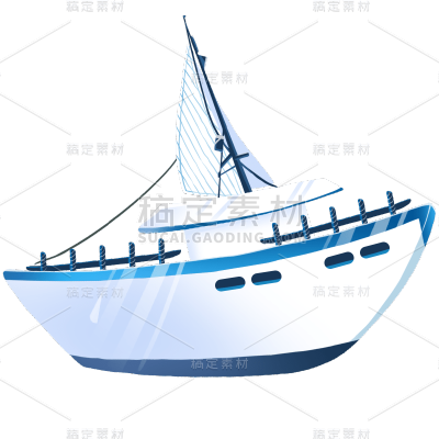卡通感建军节船元素贴纸