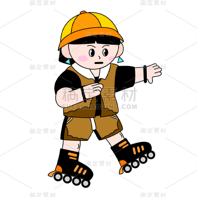 卡通感轮滑鞋男生人物元素