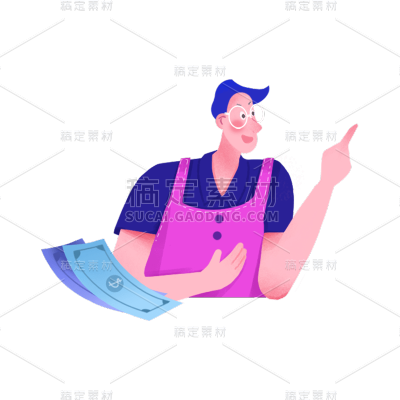 卡通感金融男生元素