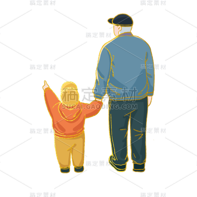 文艺重阳节男性元素贴纸