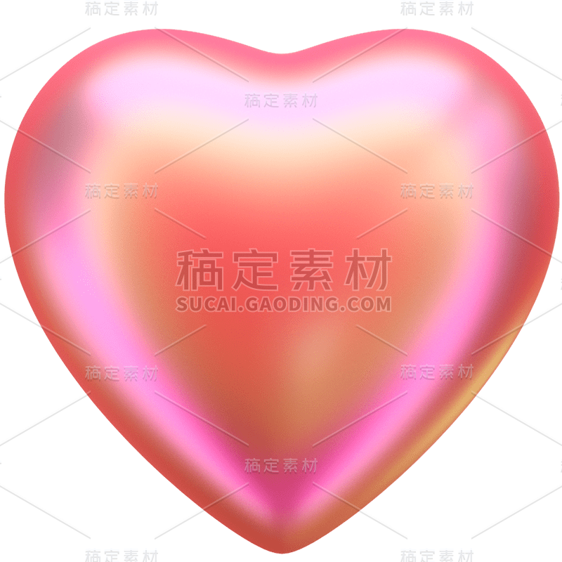 潮酷-C4D亮面爱心贴纸4