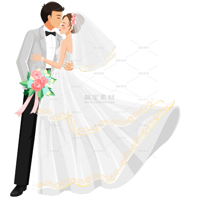 手绘-婚礼亲吻元素贴纸-亲吻