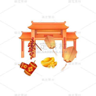 中国风春节牌坊元素贴纸