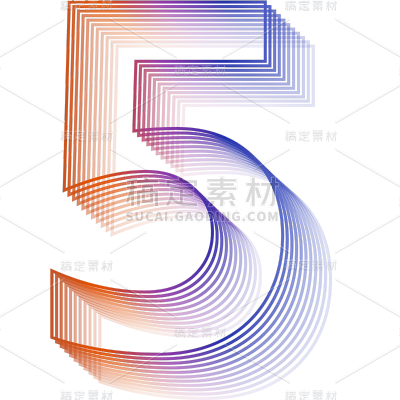 扁平渐变-商务科技风线条数字元素-5