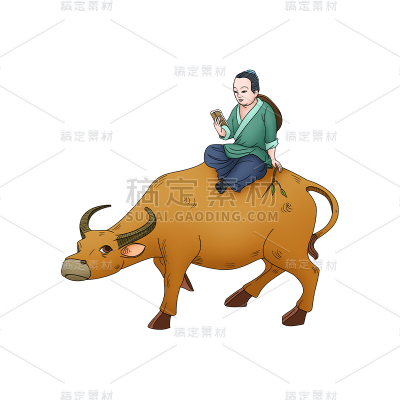 卡通感元放牧素贴纸