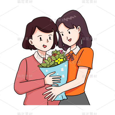 卡通感母亲节母女元素贴纸