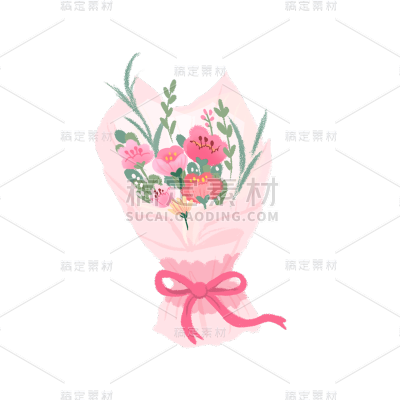 卡通感母亲节花元素贴纸