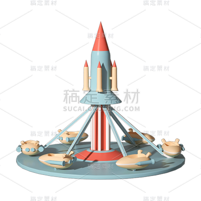 C4D-游乐场2.5D建筑贴纸-空中遨游
