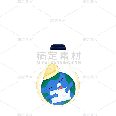 卡通感世界地球日地球元素贴纸