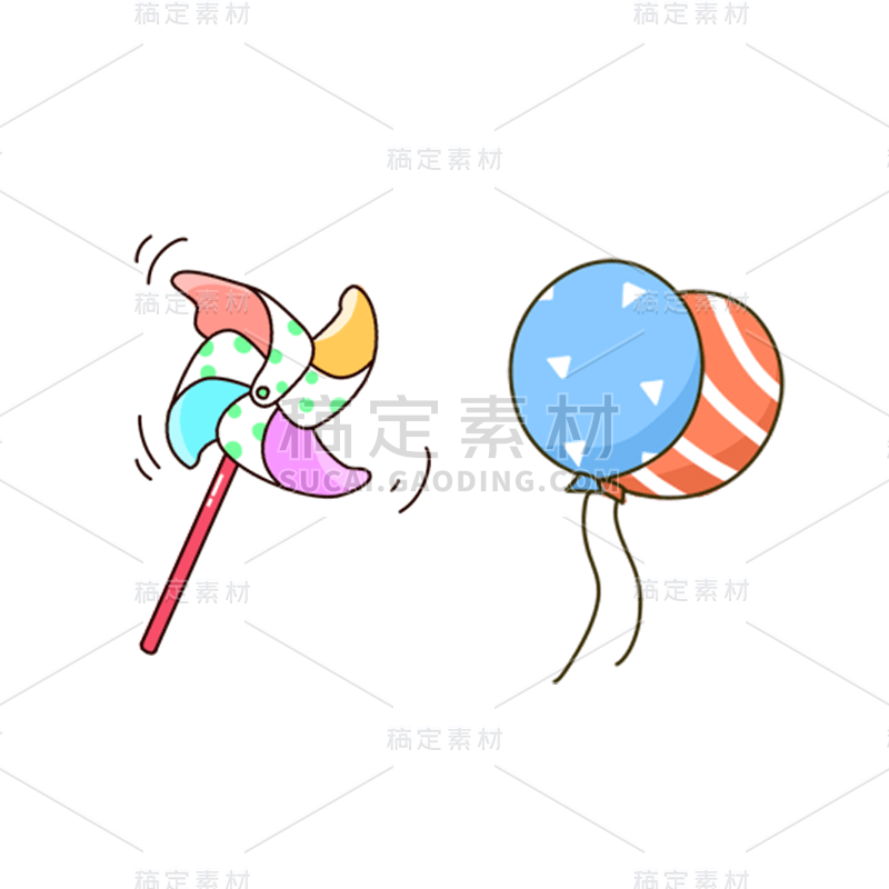 卡通感儿童节气球元素贴纸