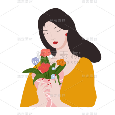 卡通感母亲节女人元素贴纸