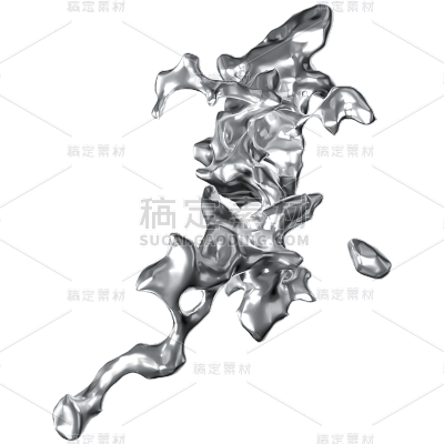 3D银色立体液体流动元素