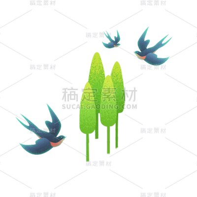 卡通感植树节树元素贴纸