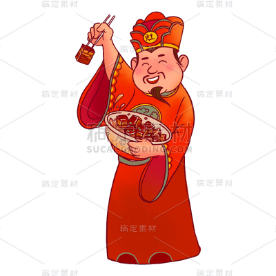 中国风春节灶王爷元素贴纸
