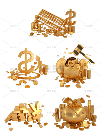 素材组合-C4D-3D立体金融理财元素贴纸