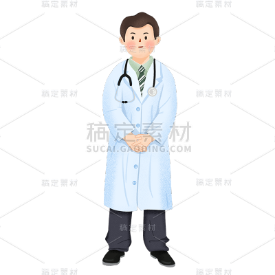 卡通感劳动节医生元素贴纸