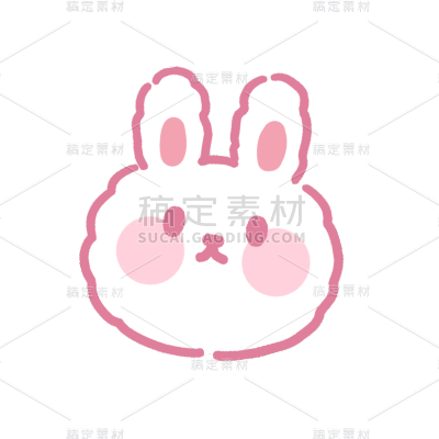 卡通描边兔子元素贴纸-3