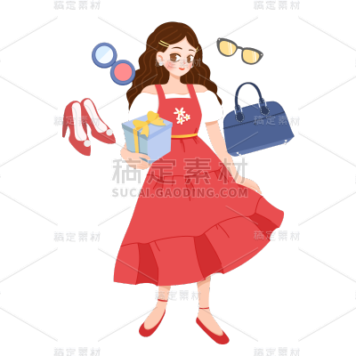 卡通感母亲节女人元素贴纸