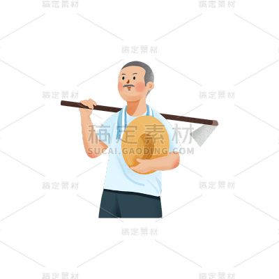 卡通感劳动节农民元素贴纸