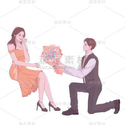 文艺情人节情侣元素贴纸 