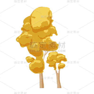 文艺重阳节树元素贴纸