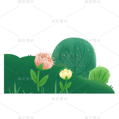 卡通感鲜花元素贴纸