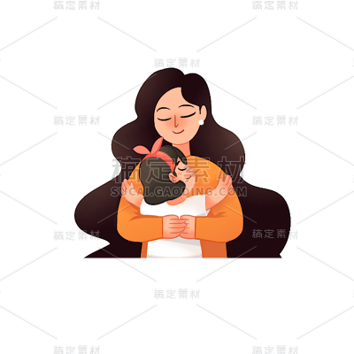 卡通感母亲节母女元素贴纸