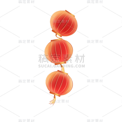 卡通感春节灯笼元素贴纸