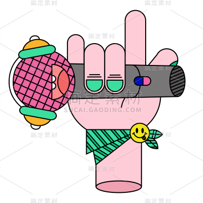 卡通感文体娱乐手元素 